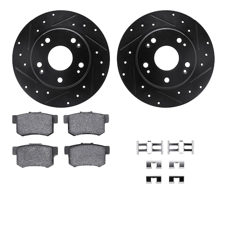 8512-59049, Rotors-Drilled And Slotted-Black W/ 5000 Advanced Brake Pads Incl. Hardware, Zinc Coated